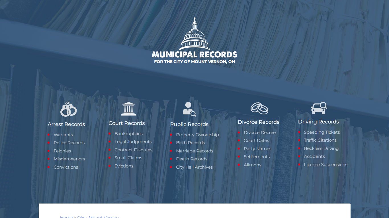 Municipal Records in Mount Vernon oh